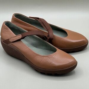 TSUBO Women's Tan Leather Mary Jane Wedge Shoes Comfort Casual Size 7
